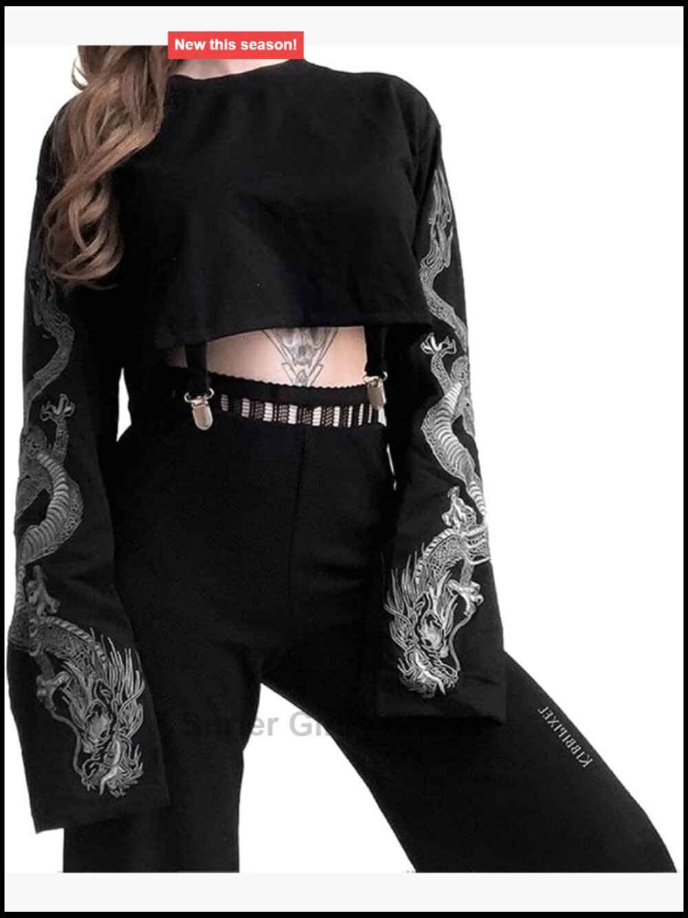 Gothic Punk Crop Top Long Sleeve Tee Women Steampunk Y2K Harajuku Streetwear